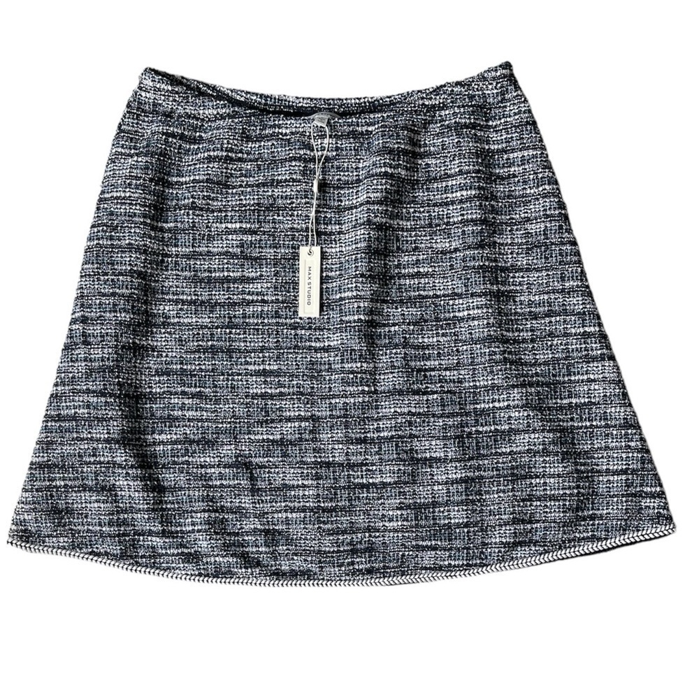 Max Studio NWT Navy Blue & White Lined Skirt Size Large NEW
